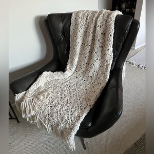 Serena & Lily Ivory Crochet Throw Blanket